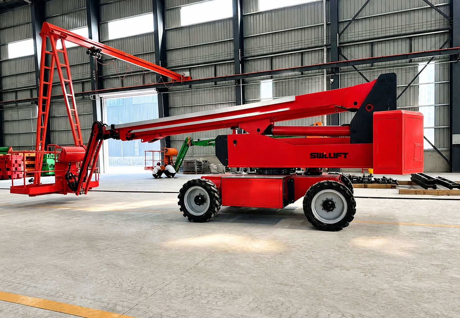 Red Straight Boom Man Lift